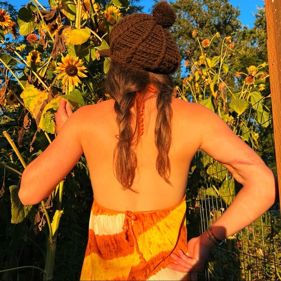 1970s High Tide Sunset Crochet Halter Neck Maxi - Picture 7 of 9